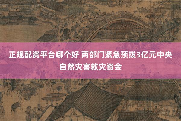 正规配资平台哪个好 两部门紧急预拨3亿元中央自然灾害救灾资金