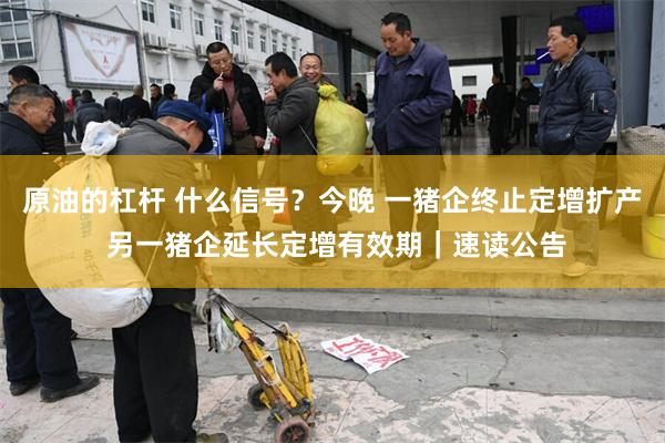 原油的杠杆 什么信号？今晚 一猪企终止定增扩产 另一猪企延长定增有效期｜速读公告