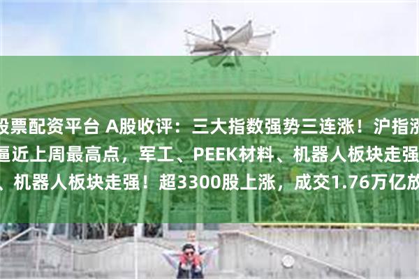 股票配资平台 A股收评：三大指数强势三连涨！沪指涨0.45%报3633.99点逼近上周最高点，军工、PEEK材料、机器人板块走强！超3300股上涨，成交1.76万亿放量1434亿